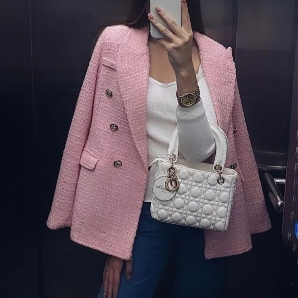 ZARA TWEED TEXTURED BLAZER PINK SIZE XS and M - Picture 3 of 16